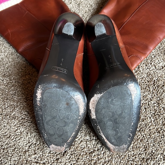 Coach cognac mid calf high heeled boots. Size 7 - Picture 7 of 11